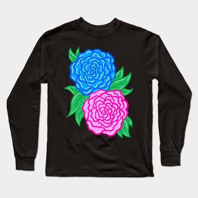 Pink and blue flowers Long Sleeve T-Shirt by One Creative Ginger